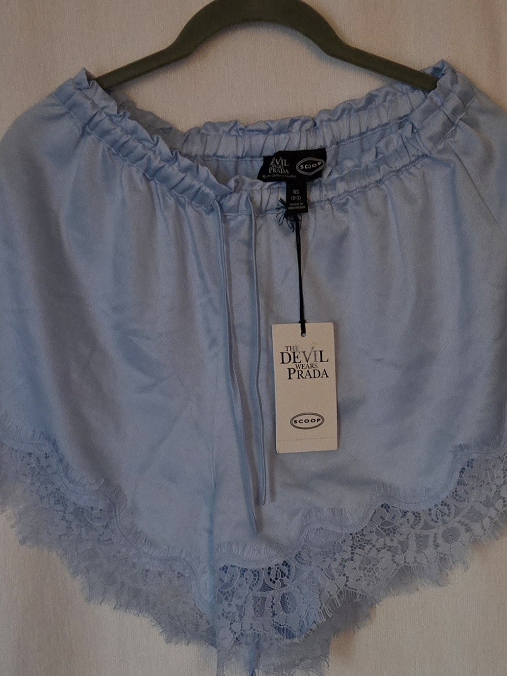 The Devil Wears Prada Scoop Lace-Trim Pajama Shorts in Light Blue